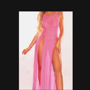 Pink Sheer Maxi Dress, size M